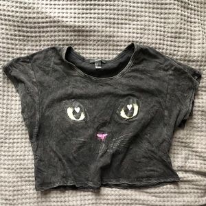 Black cat crop top